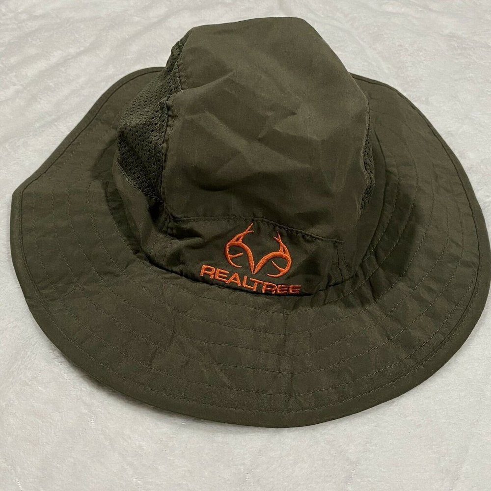 RealTree Bucket Hat Cap Side Mesh Hunting Fishing Outdoors Hiking Spell Out Logo